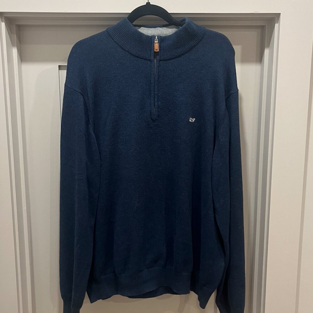Vineyard Vines Men's Quarter Zip Sweater Navy Size XL